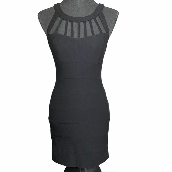 Black Caged Halter Bodycon dress - Picture 2 of 11